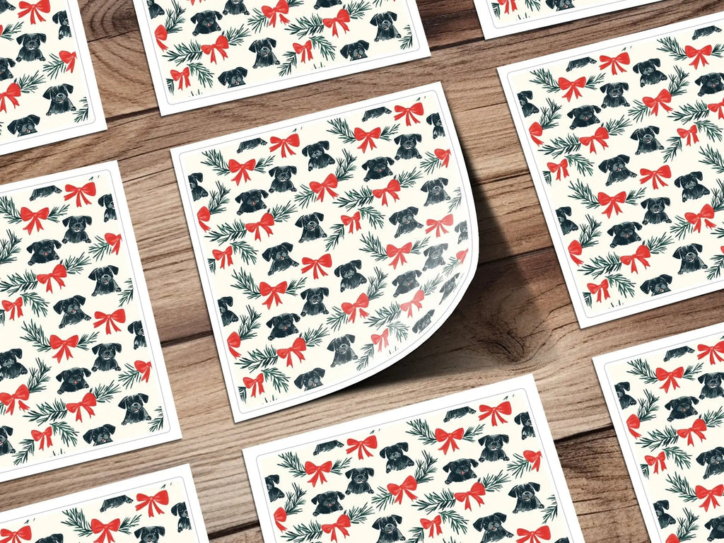 Black Pug Christmas Digital Seamless Pattern, Festive Dog Print, Pet Lover Fabric Design, Holiday Gift Wrap Pattern, 12x12 inches - Moore and Mountain