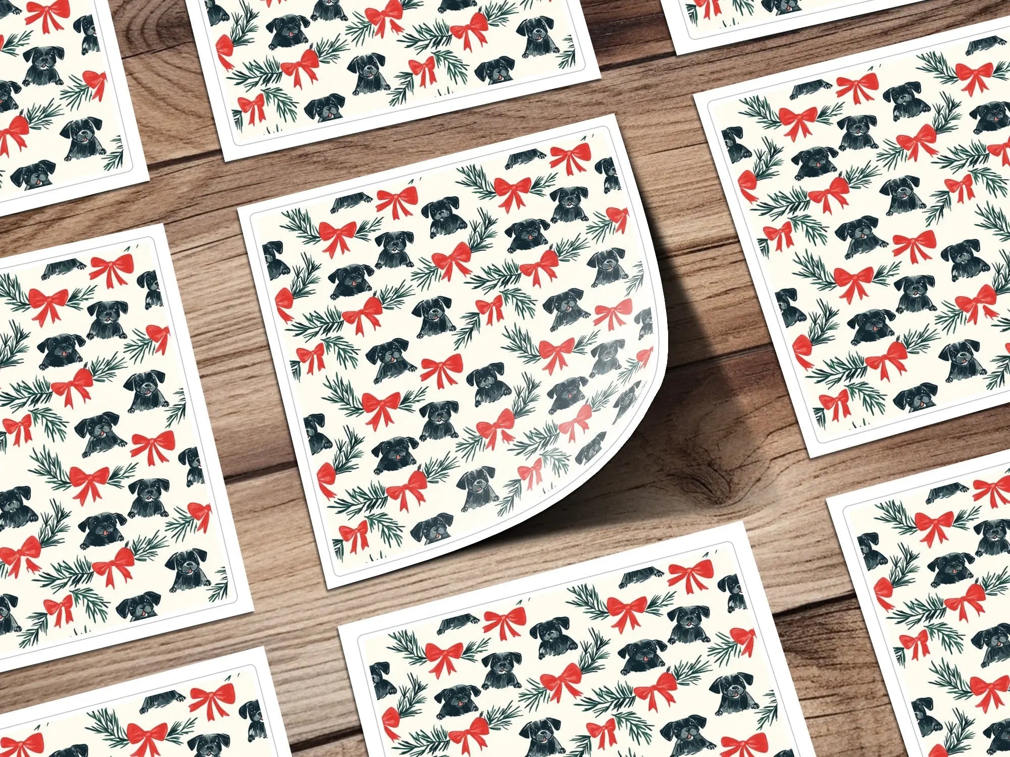 Black Pug Christmas Digital Seamless Pattern, Festive Dog Print, Pet Lover Fabric Design, Holiday Gift Wrap Pattern, 12x12 inches - Moore and Mountain