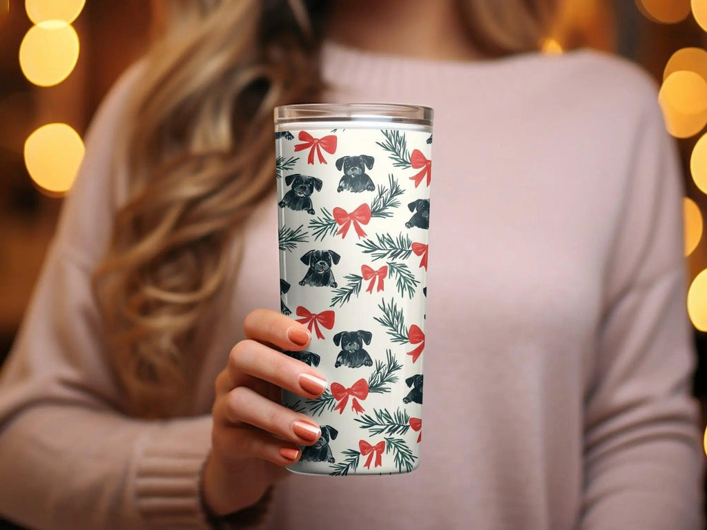 Black Pug Christmas Digital Seamless Pattern, Festive Dog Print, Pet Lover Fabric Design, Holiday Gift Wrap Pattern, 12x12 inches - Moore and Mountain