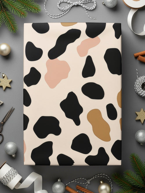Black, Tan, Blush Cow Print Digital Paper, Neutral Aesthetic Pattern, Seamless Animal Print, Farmhouse Decor, Abstract Digital Download - Moore and Mountain