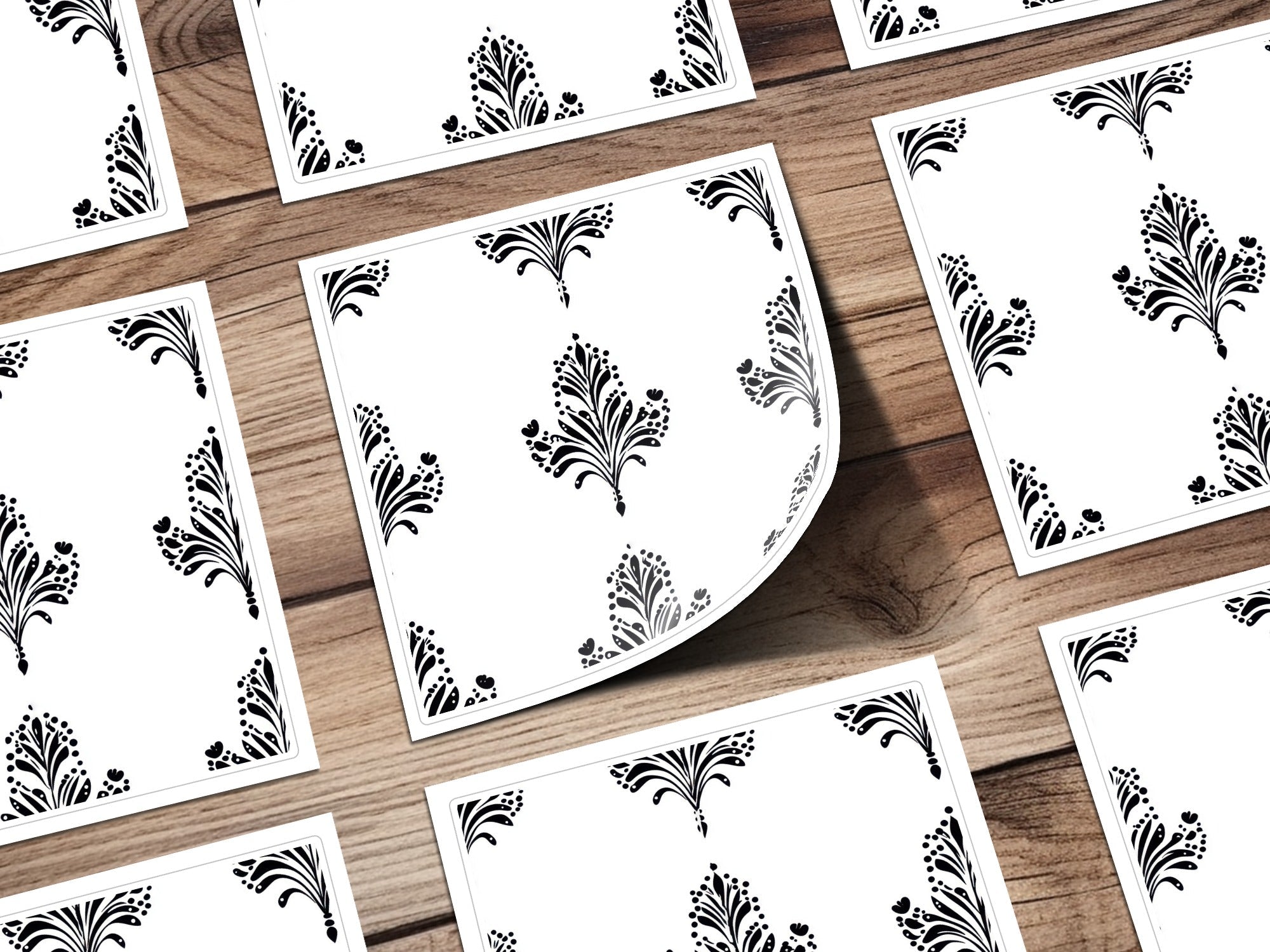 Black and White Abstract Doodle Art, Geometric Art Nouveau Seamless Pattern - Moore and Mountain