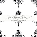 Black and White Abstract Doodle Art, Geometric Art Nouveau Seamless Pattern - Moore and Mountain