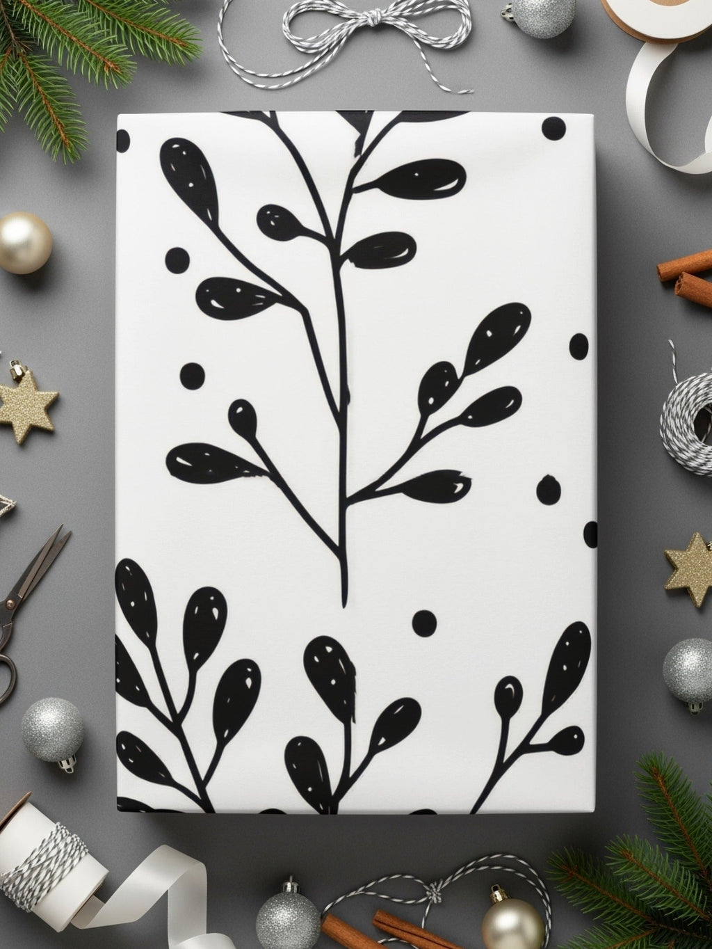 Black and White Abstract Doodle Digital Paper, Geometric Leaves Pattern, Minimalist Design, Scrapbooking Paper, Digital Background - Moore and Mountain