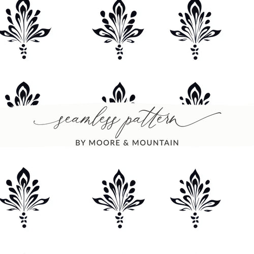 Black and White Abstract Doodle Digital Pattern, Floral Design, Decorative Repeat Design, Seamless Surface Pattern, Modern Vector Design - Moore and Mountain