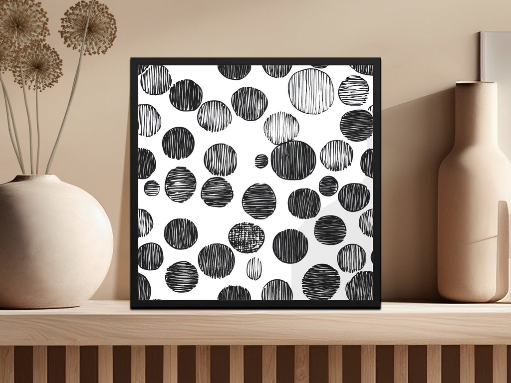 Black and White Abstract Doodle Digital Print, Geometric Circles Pattern Art, Modern Wall Decor, Printable Art, Instant Download - Moore and Mountain