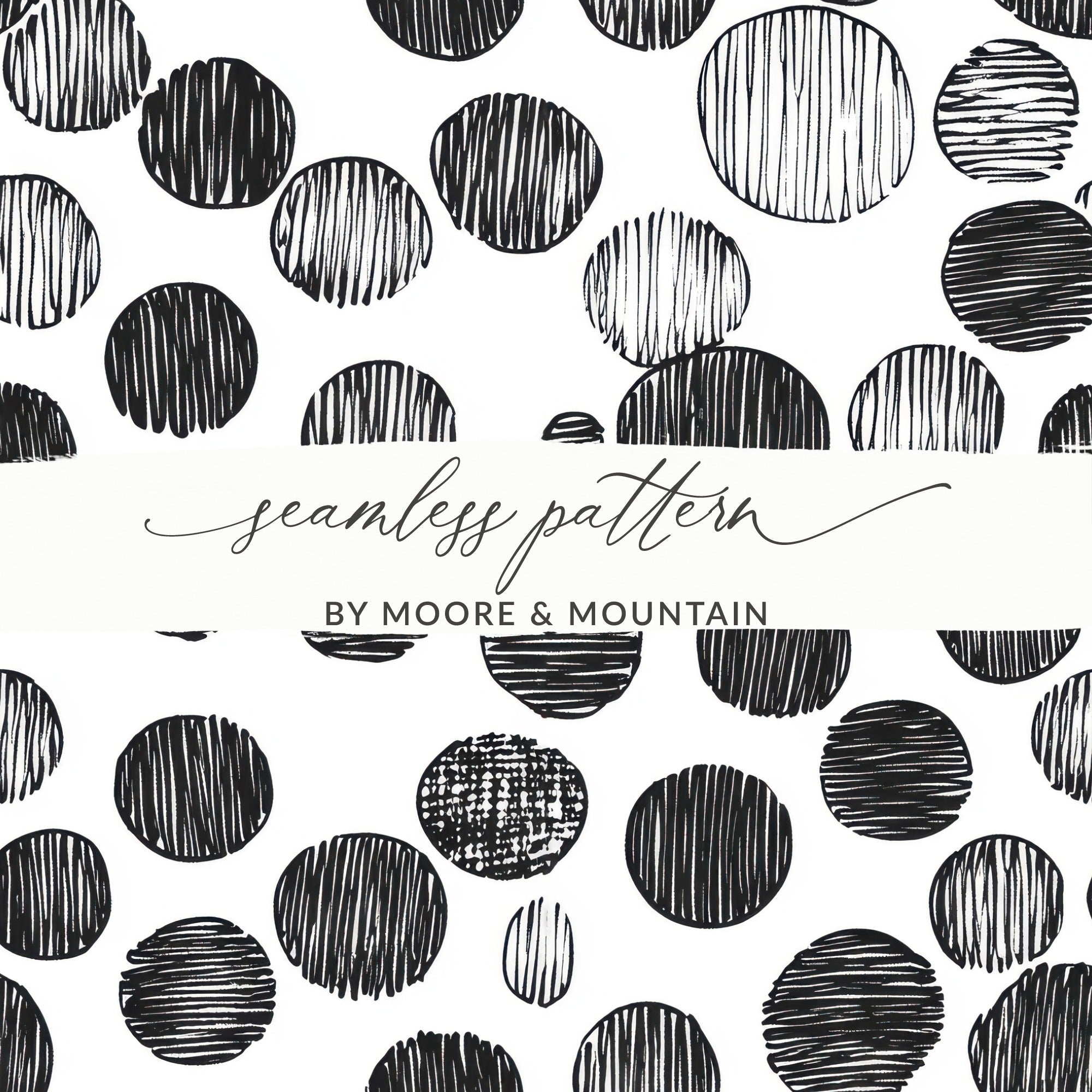 Black and White Abstract Doodle Digital Print, Geometric Circles Pattern Art, Modern Wall Decor, Printable Art, Instant Download - Moore and Mountain