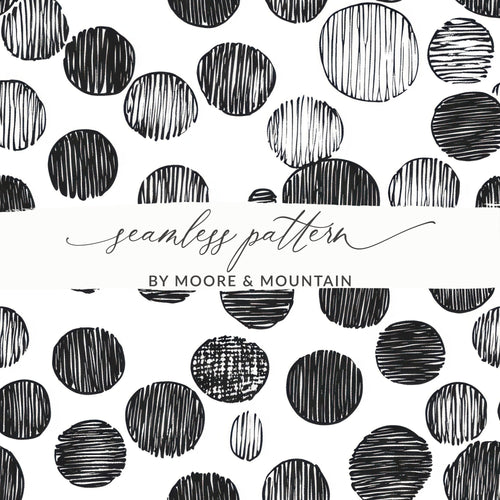 Black and White Abstract Doodle Digital Print, Geometric Circles Pattern Art, Modern Wall Decor, Printable Art, Instant Download - Moore and Mountain