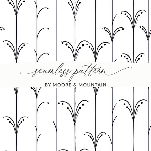 Black and White Abstract Doodle Digital Product, Modern Geometric Art Print, Art Nouveau Seamless Pattern - Moore and Mountain
