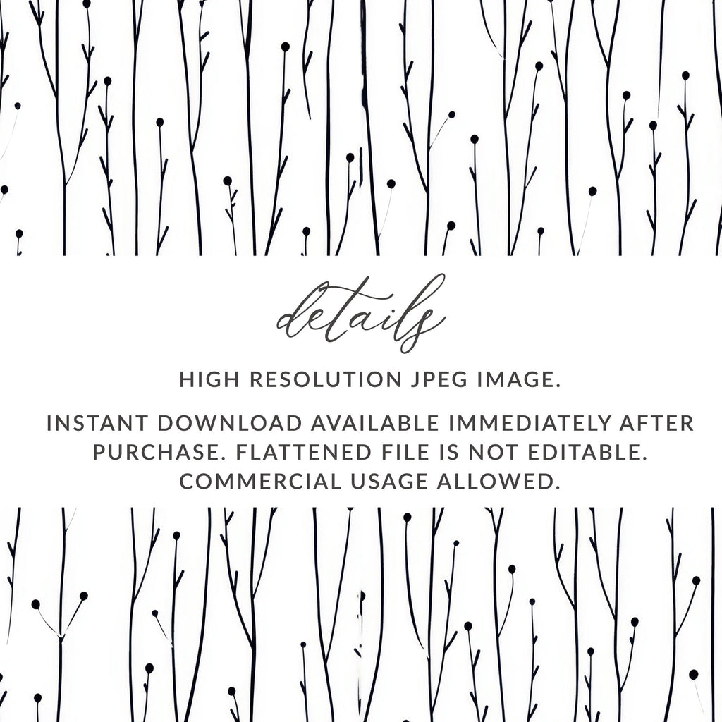 Black and White Abstract Doodle, Floral Line Art Digital Paper, Geometric Botanical Pattern, Minimalist Background, Modern Printable Design - Moore and Mountain