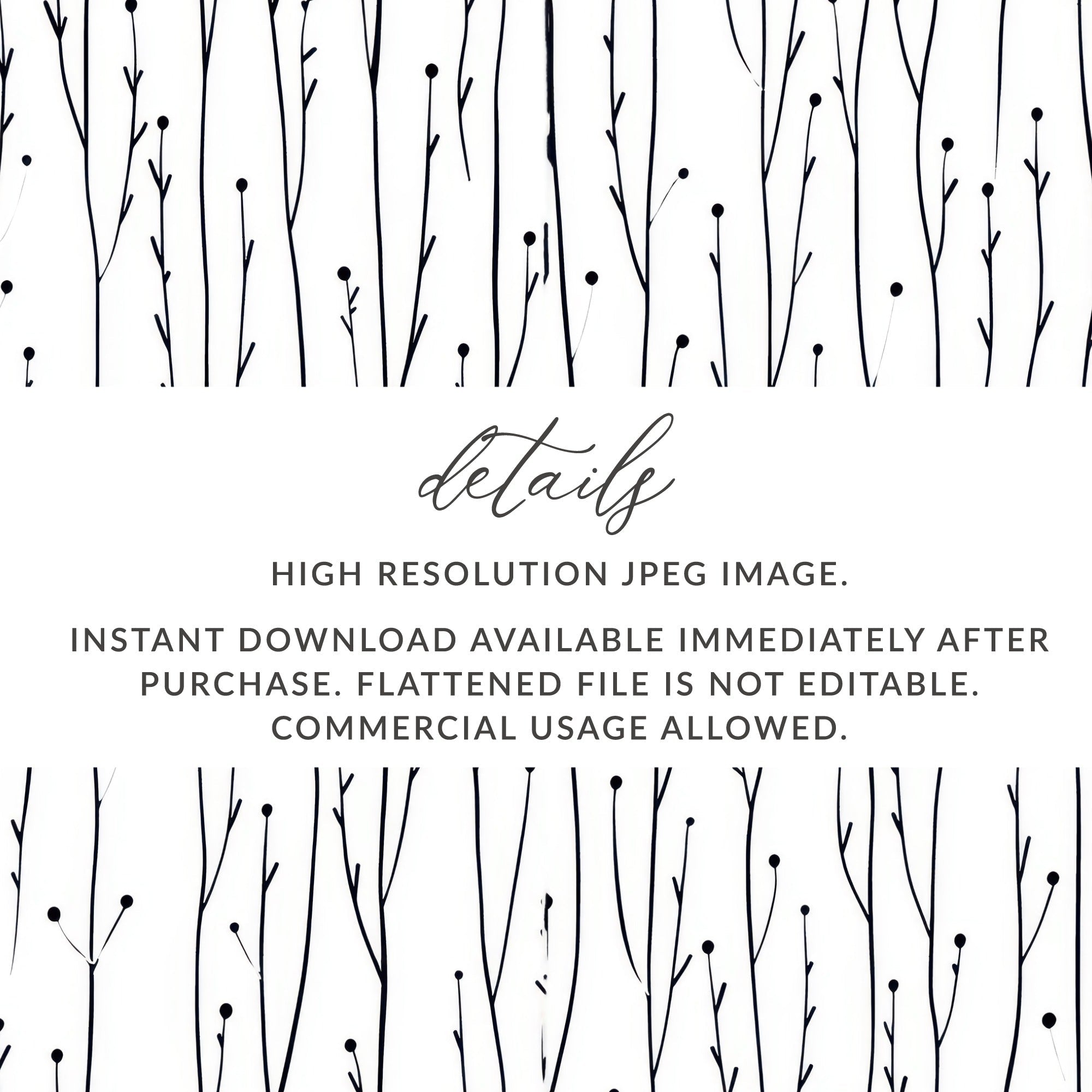 Black and White Abstract Doodle, Floral Line Art Digital Paper, Geometric Botanical Pattern, Minimalist Background, Modern Printable Design - Moore and Mountain