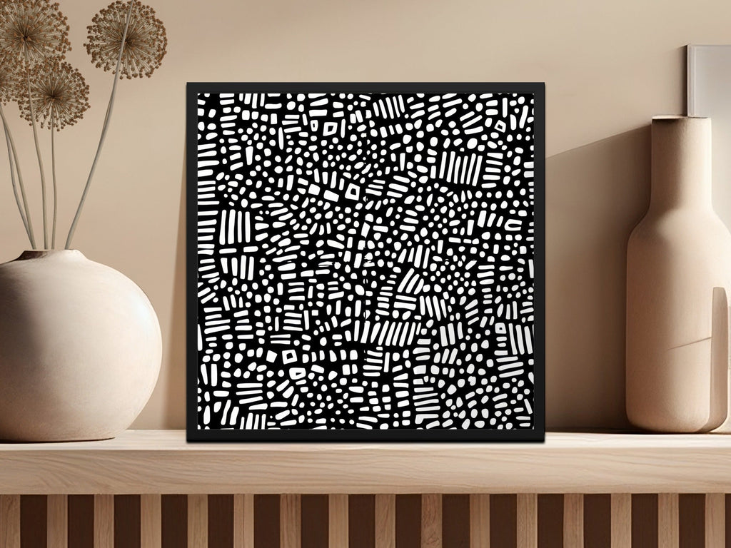 Black and White Abstract Doodle, Geometric Digital Art Print, Modern Digital Download, Printable Wall Art, Home Decor - Moore and Mountain