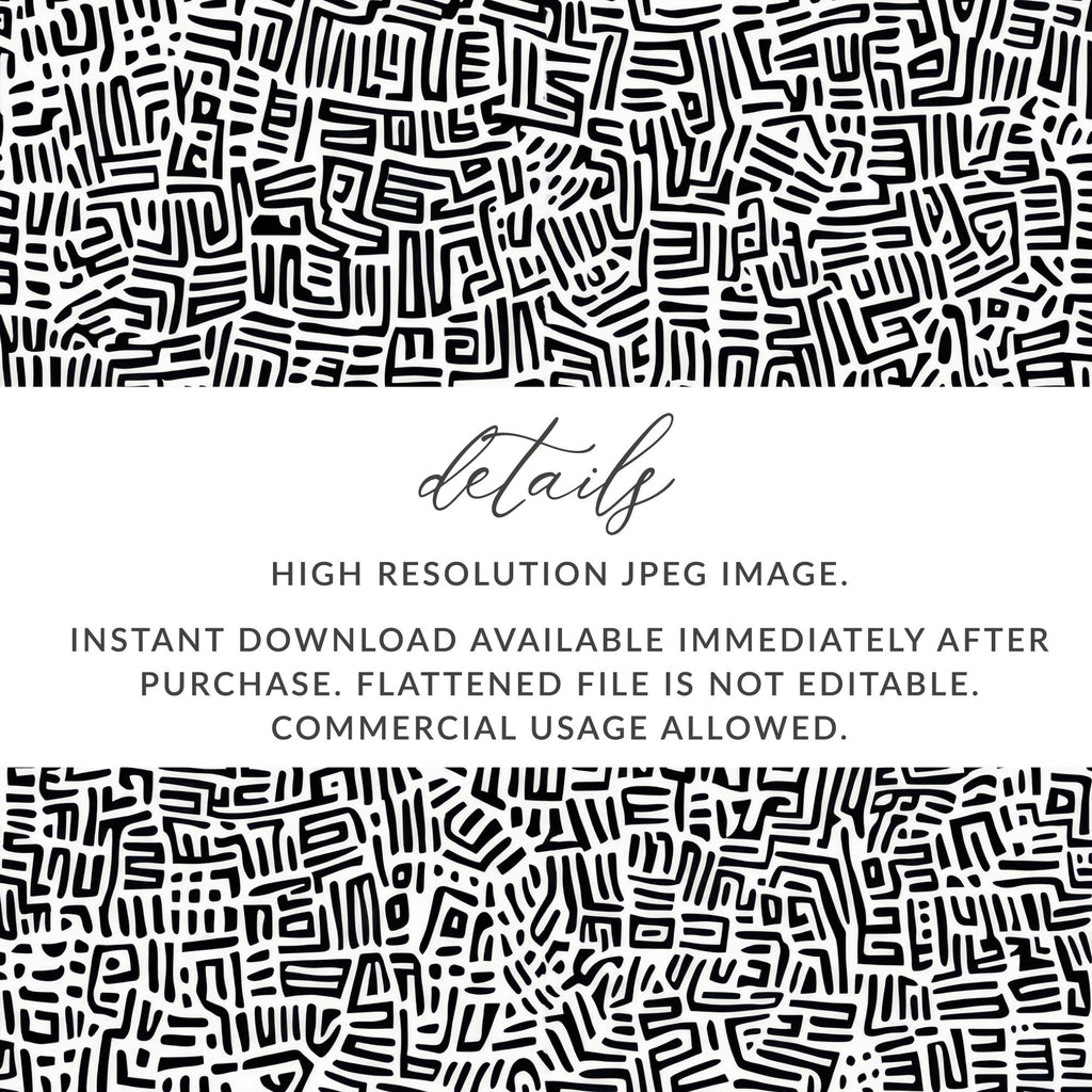 Black and White Abstract Doodle, Geometric Digital Pattern, Modern Printable Art, Trendy Background Design, Instant Download, Commercial Use - Moore and Mountain