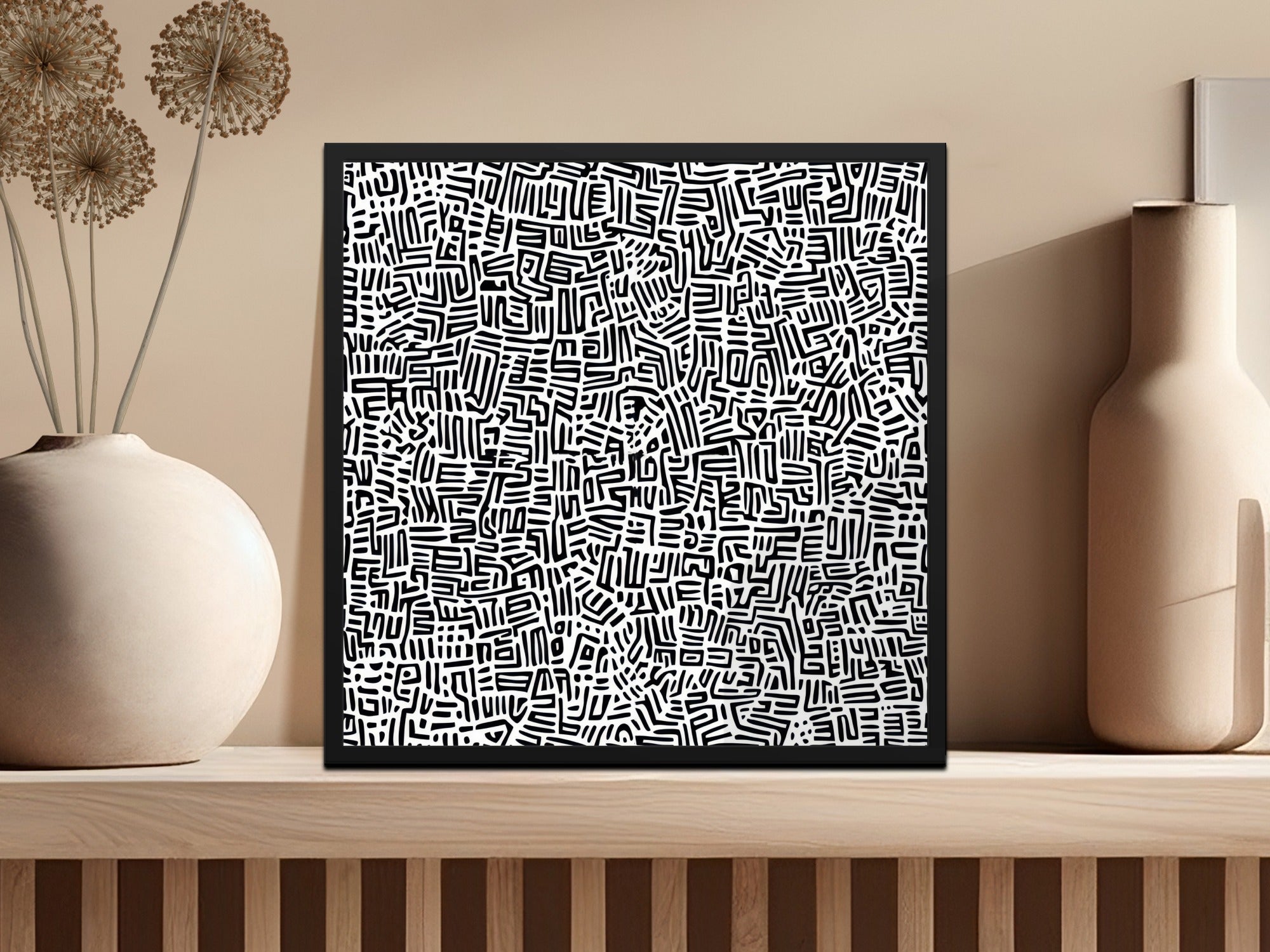 Black and White Abstract Doodle, Geometric Digital Pattern, Modern Printable Art, Trendy Background Design, Instant Download, Commercial Use - Moore and Mountain