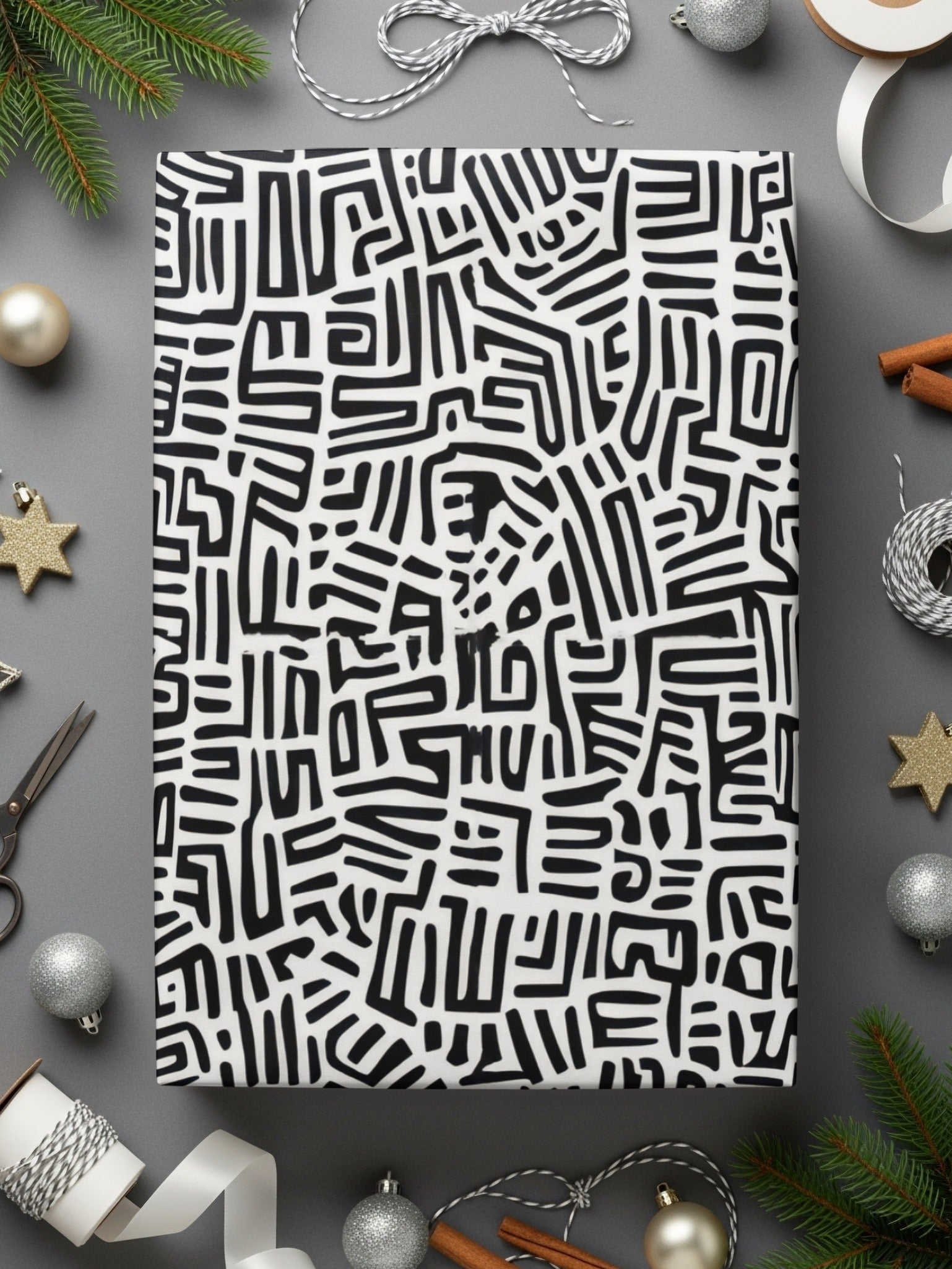 Black and White Abstract Doodle, Geometric Digital Pattern, Modern Printable Art, Trendy Background Design, Instant Download, Commercial Use - Moore and Mountain