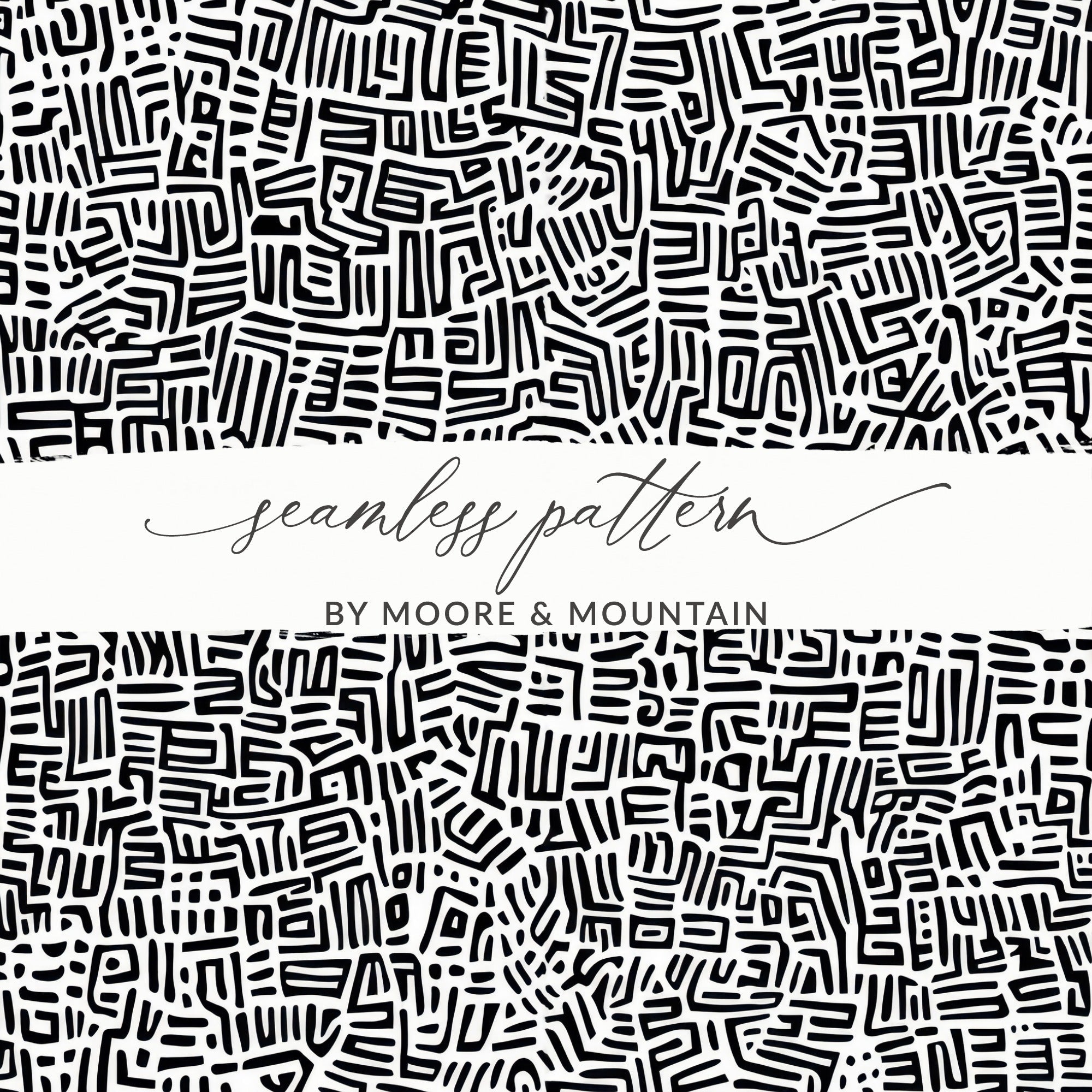 Black and White Abstract Doodle, Geometric Digital Pattern, Modern Printable Art, Trendy Background Design, Instant Download, Commercial Use - Moore and Mountain