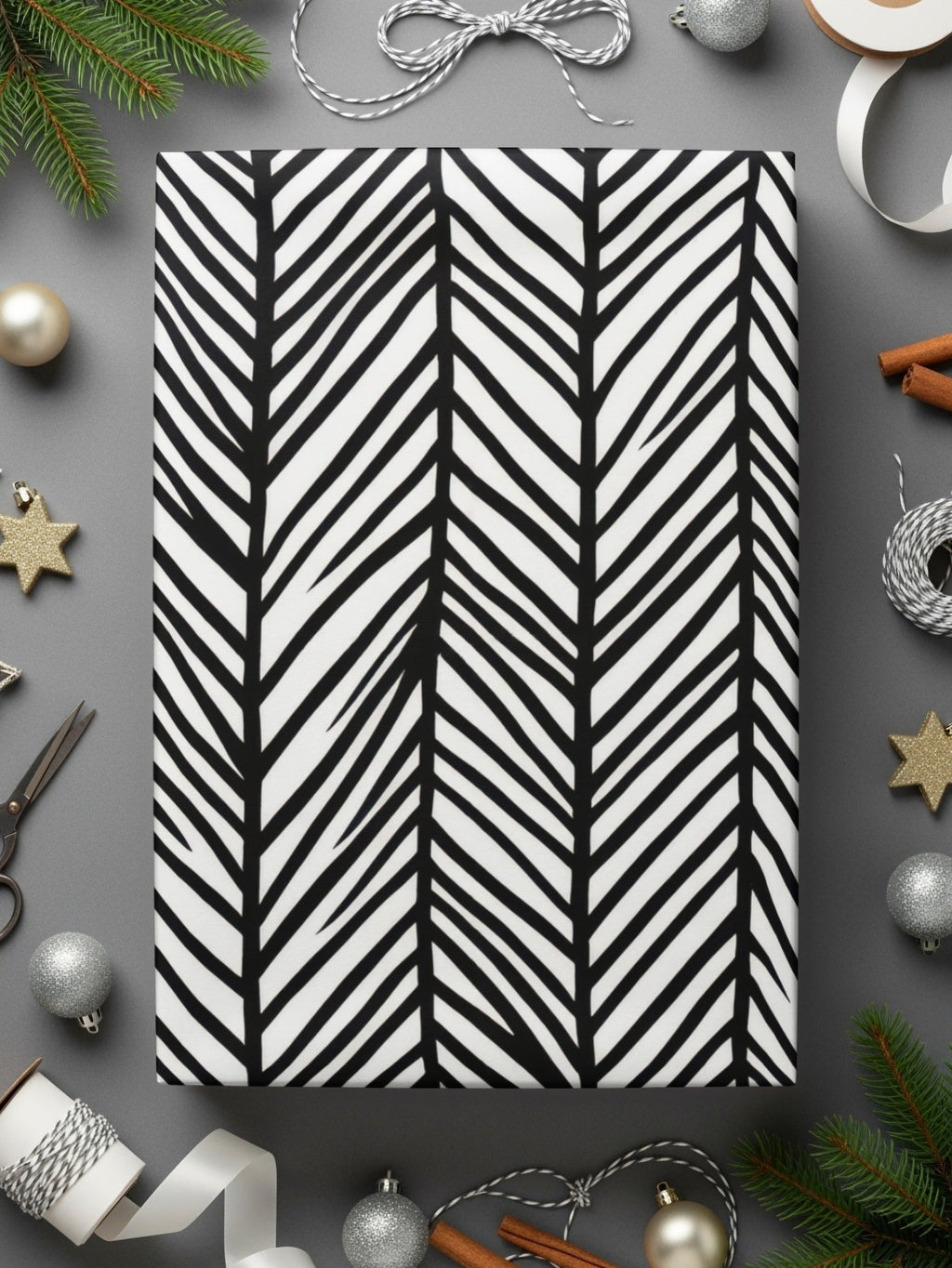 Black and White Abstract Doodle Geometric Digital Pattern, Seamless Design, Herringbone Doodle - Moore and Mountain