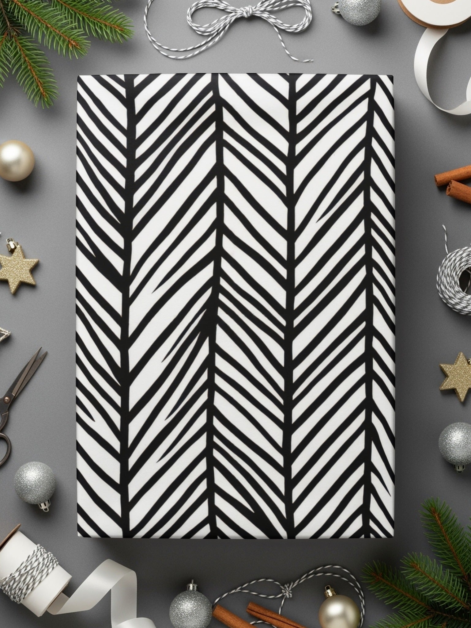 Black and White Abstract Doodle Geometric Digital Pattern, Seamless Design, Herringbone Doodle - Moore and Mountain