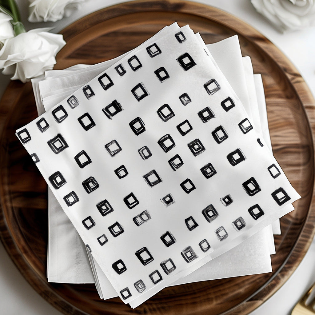 Black and White Abstract Doodle Geometric Digital Product, Minimalist Art Print, Square Pattern Digital Download - Moore and Mountain