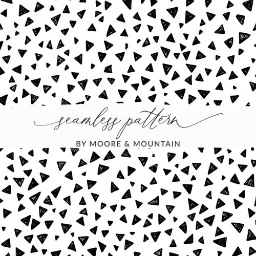 Black and White Abstract Triangles Doodle Pattern Texture, Modern Background, Scrapbook Paper, Printable Pattern - Moore and Mountain