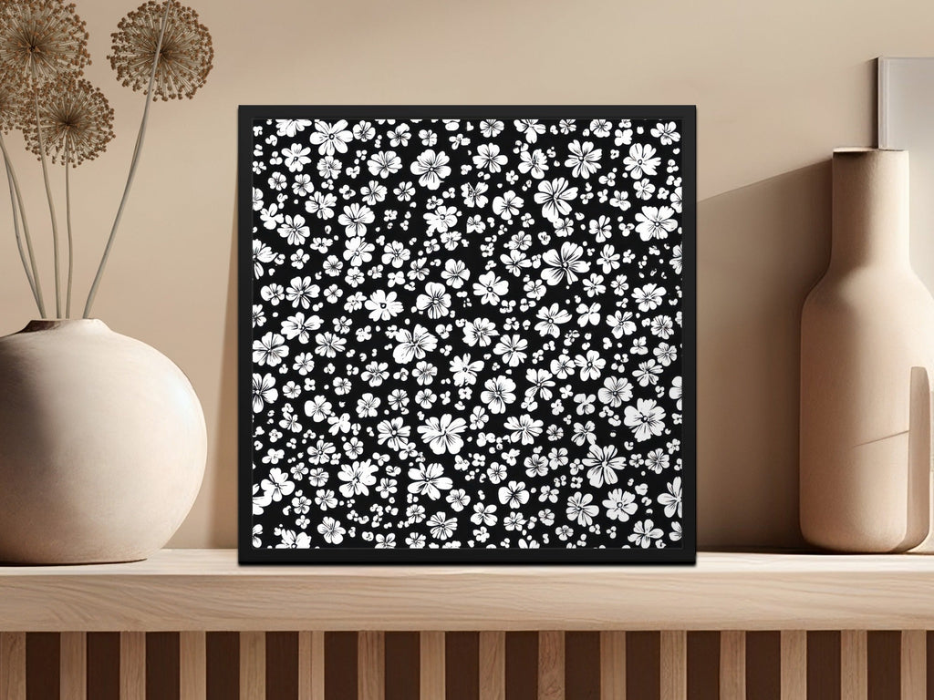 Black and White Floral Doodle, Abstract Digital Paper, Flower Pattern, Modern Design, Seamless Printable, Commercial Use - Moore and Mountain