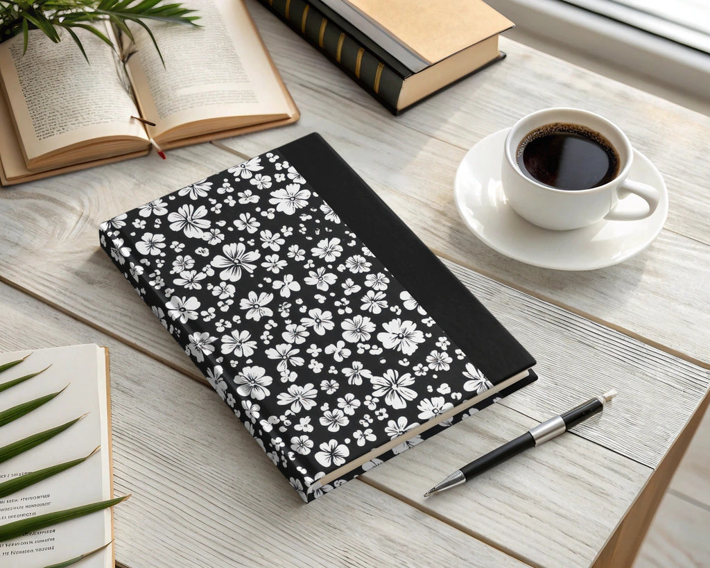 Black and White Floral Doodle, Abstract Digital Paper, Flower Pattern, Modern Design, Seamless Printable, Commercial Use - Moore and Mountain