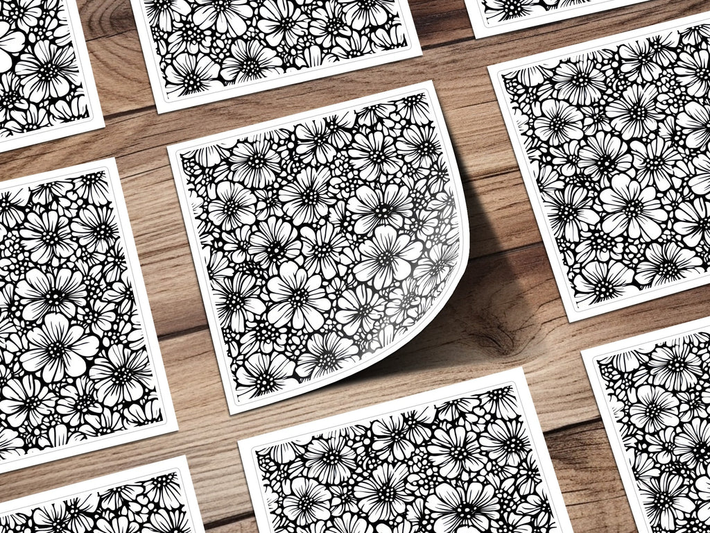 Black and White Floral Doodle, Abstract Digital Paper, Seamless Pattern, Modern Fabric Design, DIY Craft Project, Scrapbook, Digital - Moore and Mountain