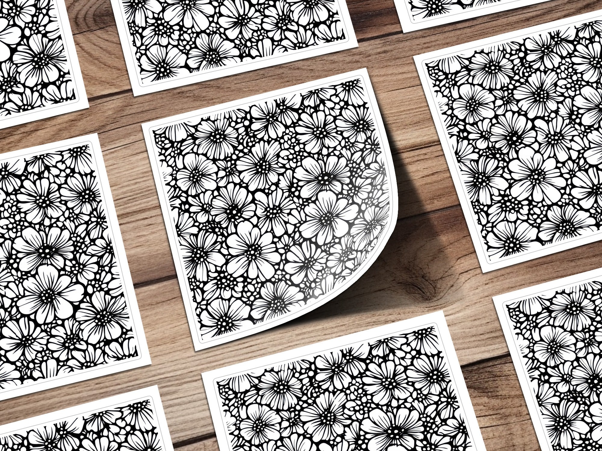 Black and White Floral Doodle, Abstract Digital Paper, Seamless Pattern, Modern Fabric Design, DIY Craft Project, Scrapbook, Digital - Moore and Mountain