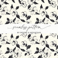 Black and White Floral Pattern, Seamless Flower Digital Paper, Magnolia Blossom, Digital Background, Fabric Design, Scrapbooking - Moore and Mountain