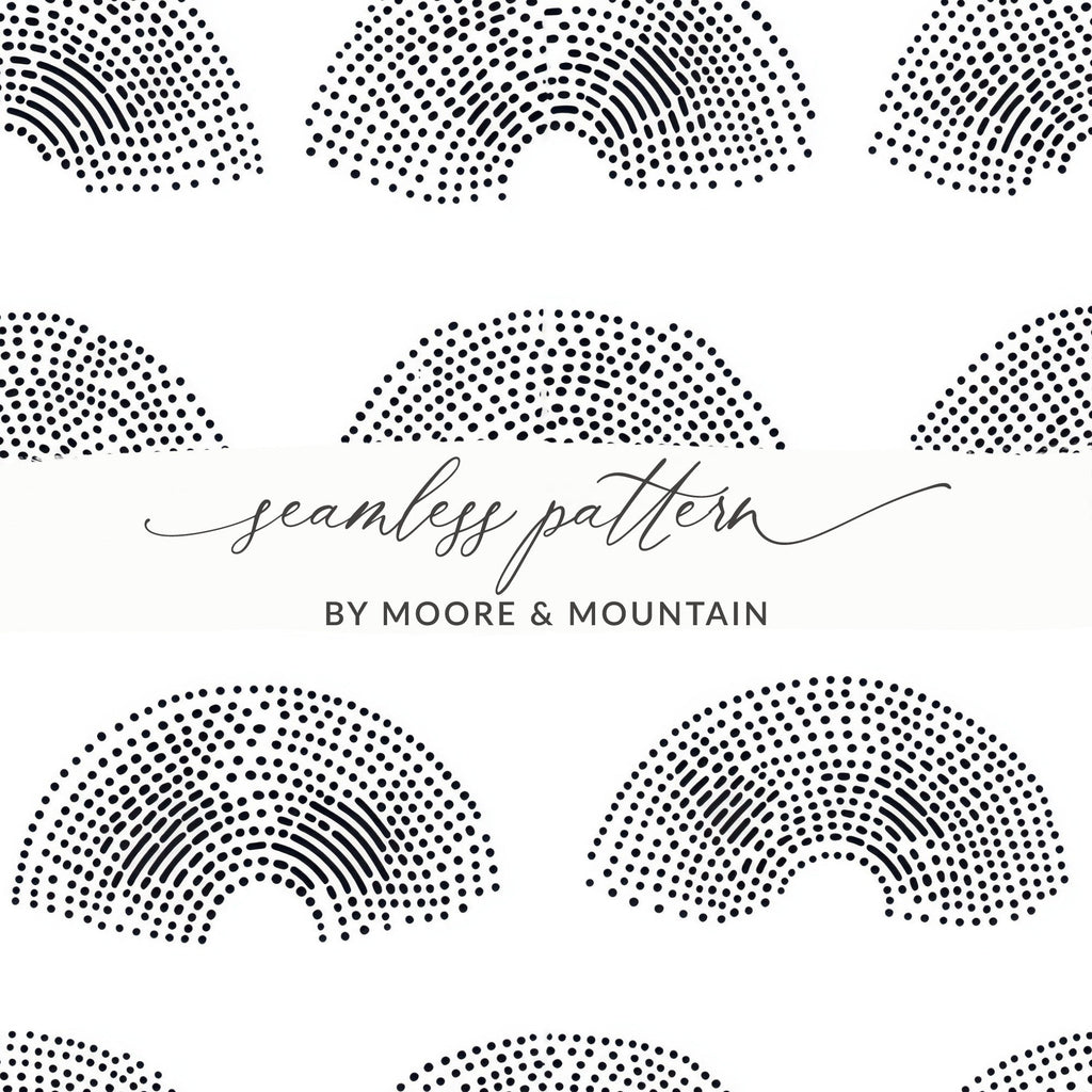 Black and White Geometric Dotted Rainbows Seamless Pattern - Moore and Mountain