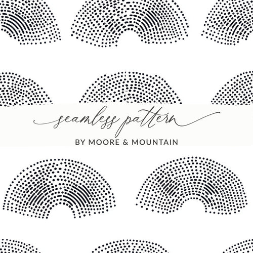 Black and White Geometric Dotted Rainbows Seamless Pattern - Moore and Mountain