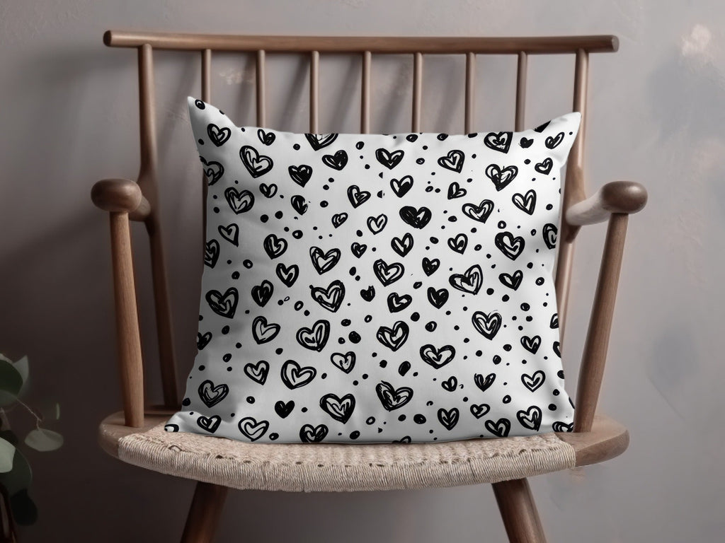 Black and White Hearts Doodle, Abstract Digital Pattern, Seamless Heart Design, Love Digital Paper, Scrapbook Paper Digital, Heart Pattern - Moore and Mountain