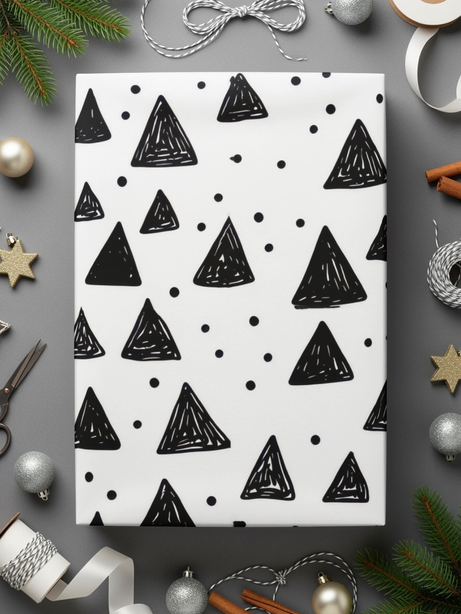 Black and White Triangle Doodles Seamless Digital Paper, Triangle Pattern Simple - Moore and Mountain