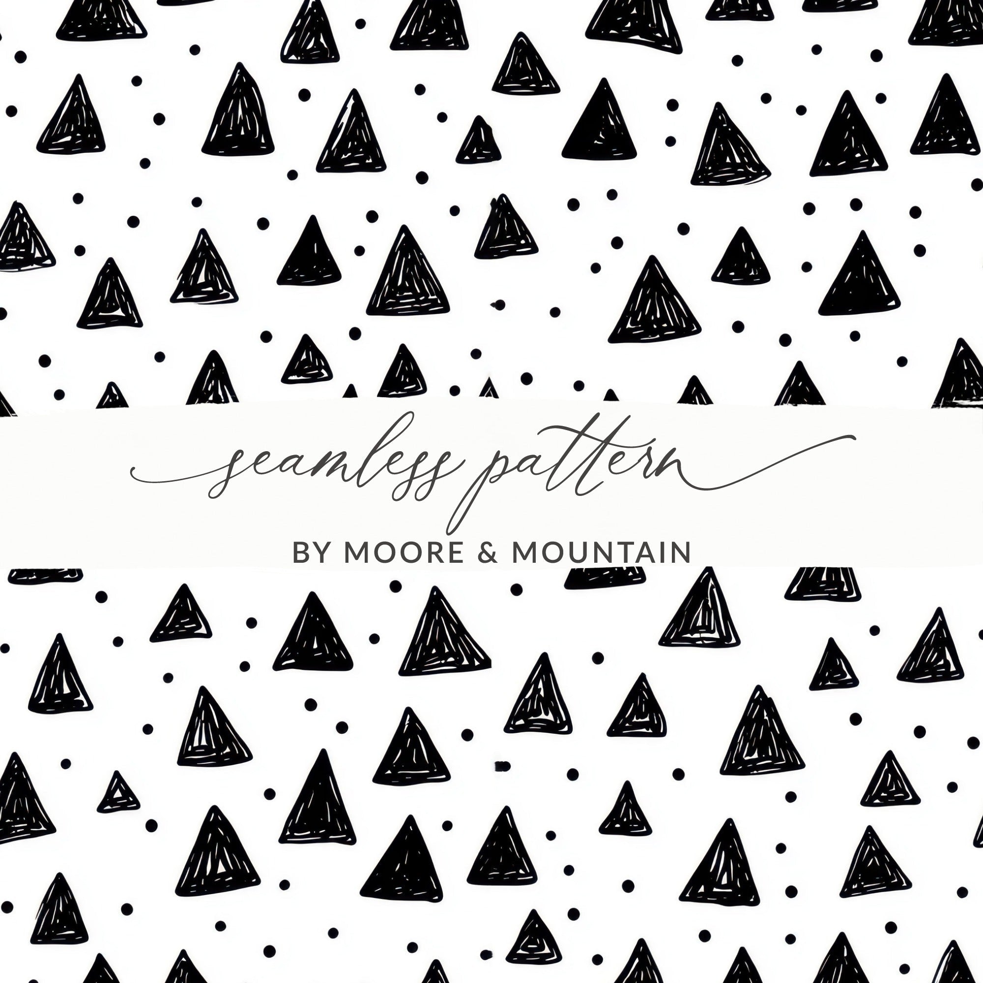 Black and White Triangle Doodles Seamless Digital Paper, Triangle Pattern Simple - Moore and Mountain