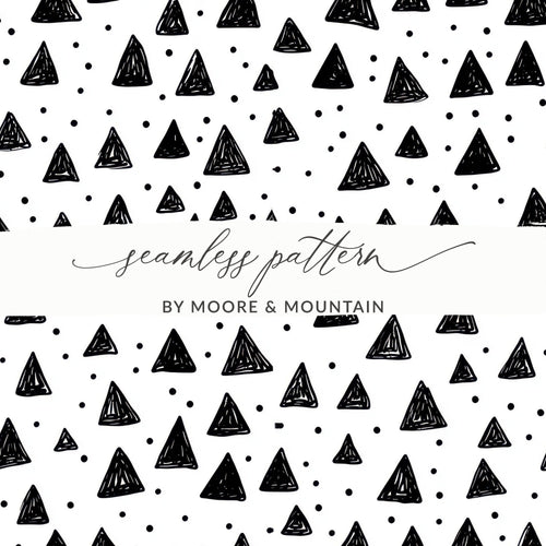 Black and White Triangle Doodles Seamless Digital Paper, Triangle Pattern Simple - Moore and Mountain