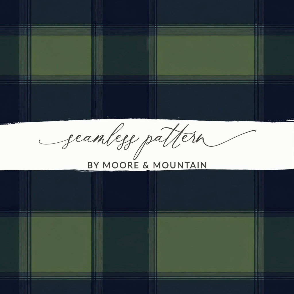 Blue And Green Minimalist Scottish Plaid Seamless Pattern - Moore and Mountain