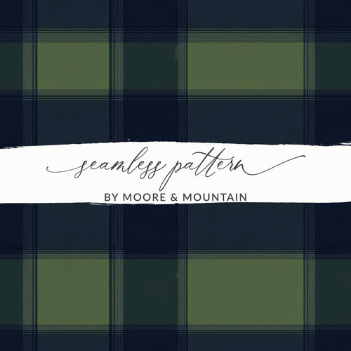 Blue And Green Minimalist Scottish Plaid Seamless Pattern - Moore and Mountain