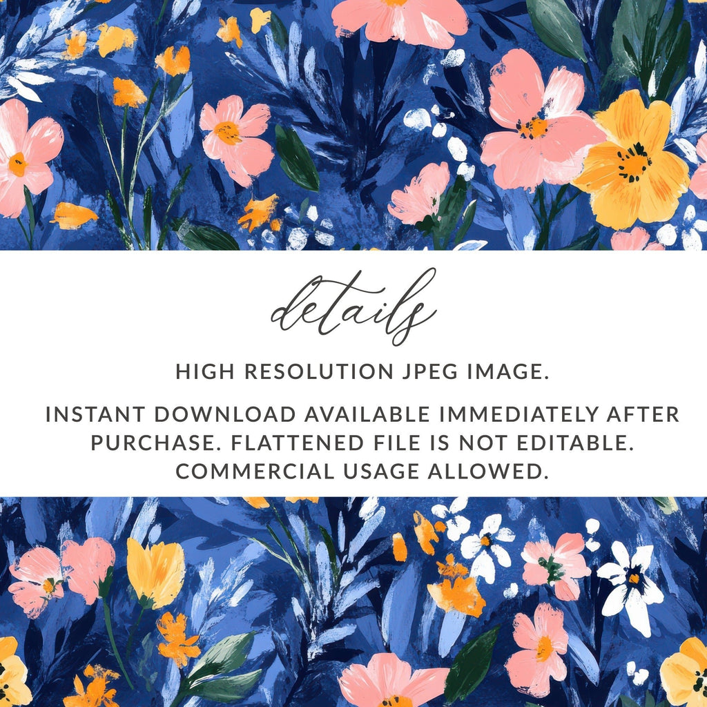 Blue Botanical Bliss Colorful Floral Art Print Digital - Moore and Mountain