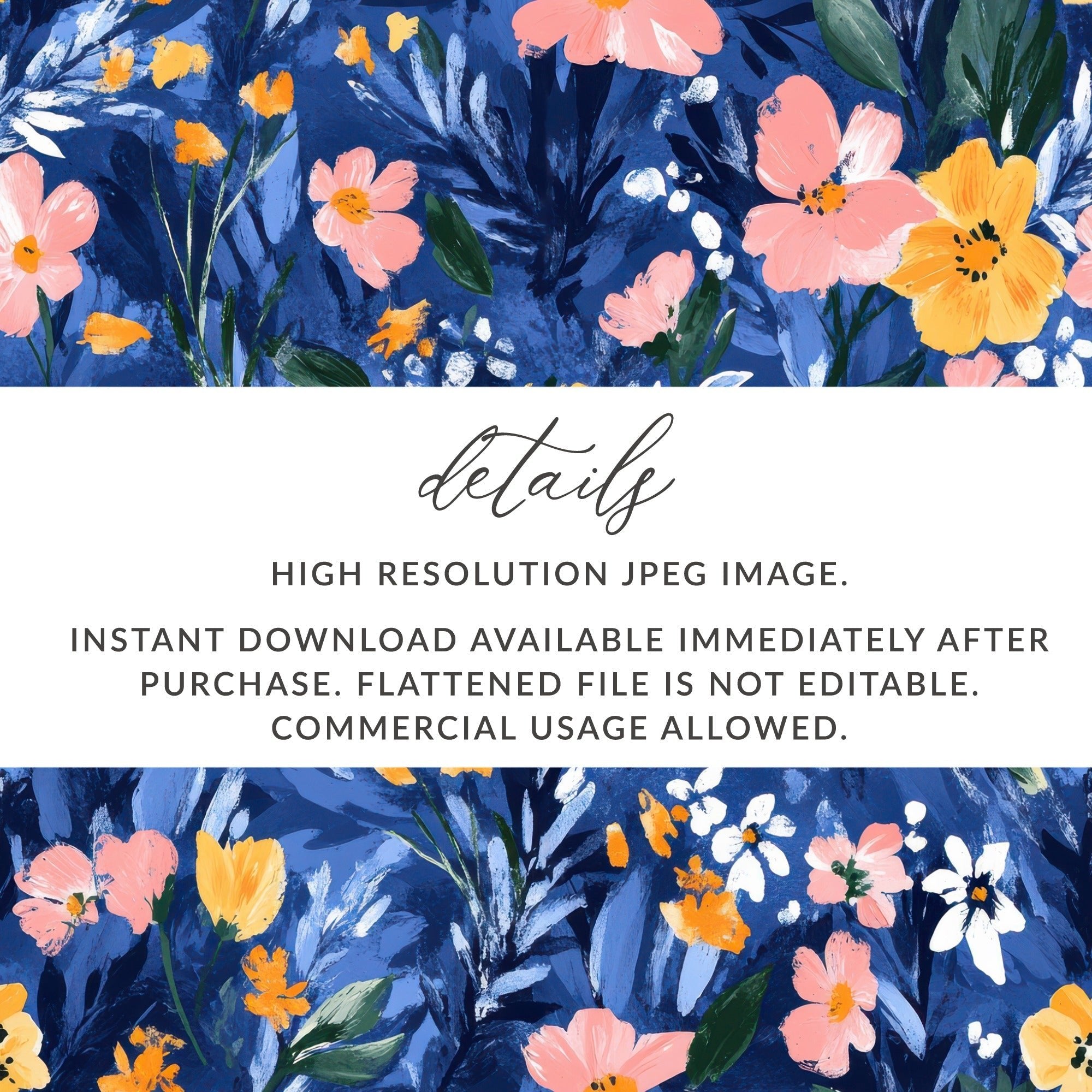 Blue Botanical Bliss Colorful Floral Art Print Digital - Moore and Mountain