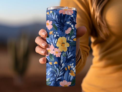 Blue Botanical Bliss Colorful Floral Art Print Digital - Moore and Mountain
