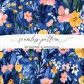 Blue Botanical Bliss Colorful Floral Art Print Digital - Moore and Mountain