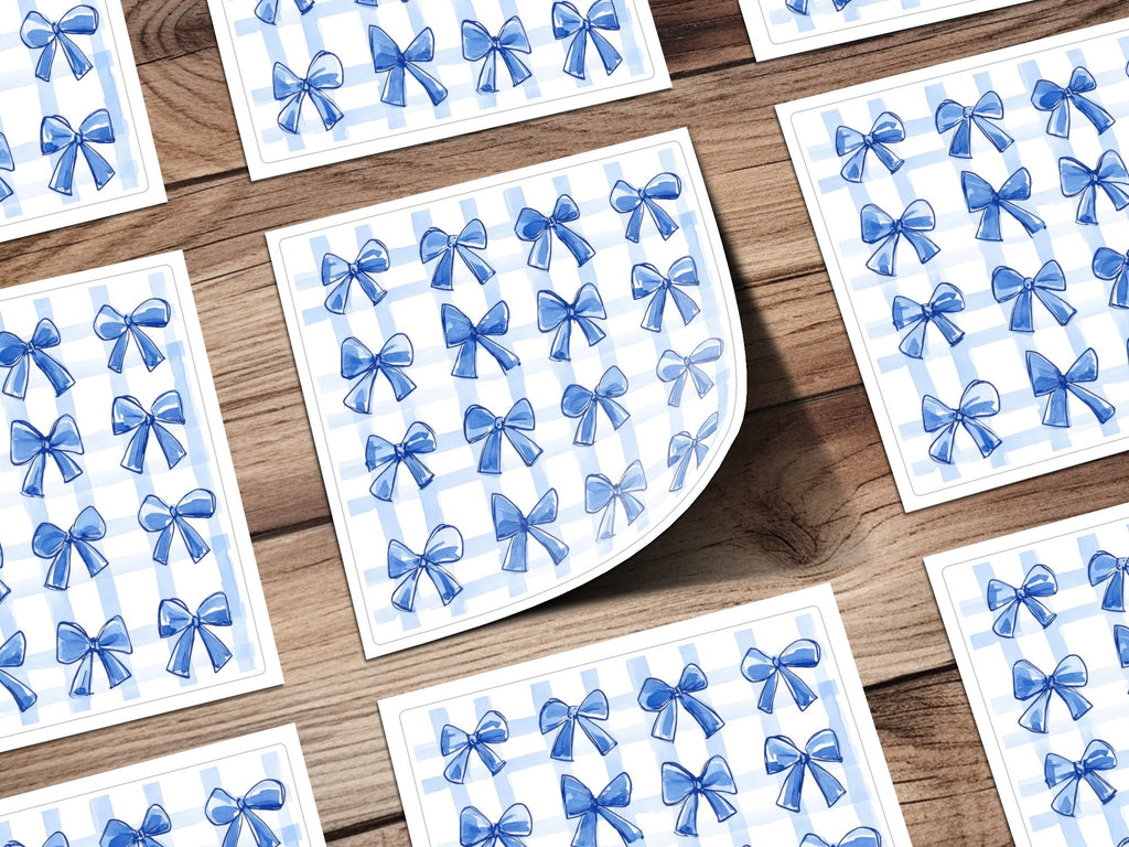 Blue Bow Seamless Pattern, Watercolor Digital Paper, Gift Wrap, Fabric Design, Scrapbooking, Background, Commercial Use, Digital - Moore and Mountain