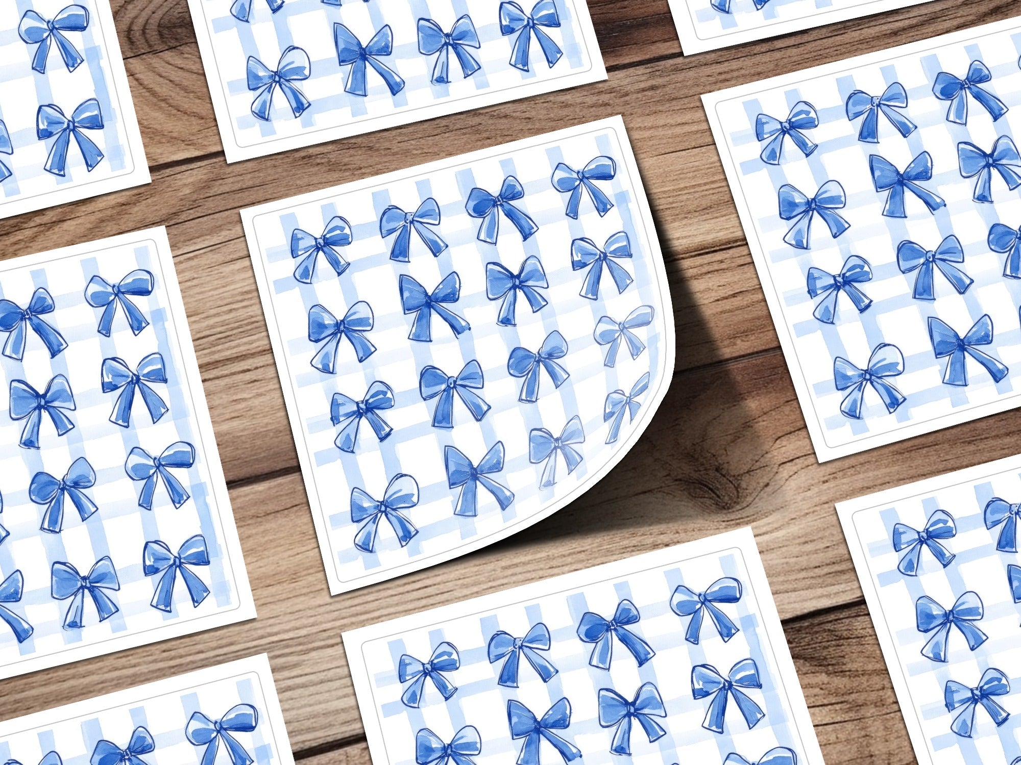 Blue Bow Seamless Pattern, Watercolor Digital Paper, Gift Wrap, Fabric Design, Scrapbooking, Background, Commercial Use, Digital - Moore and Mountain