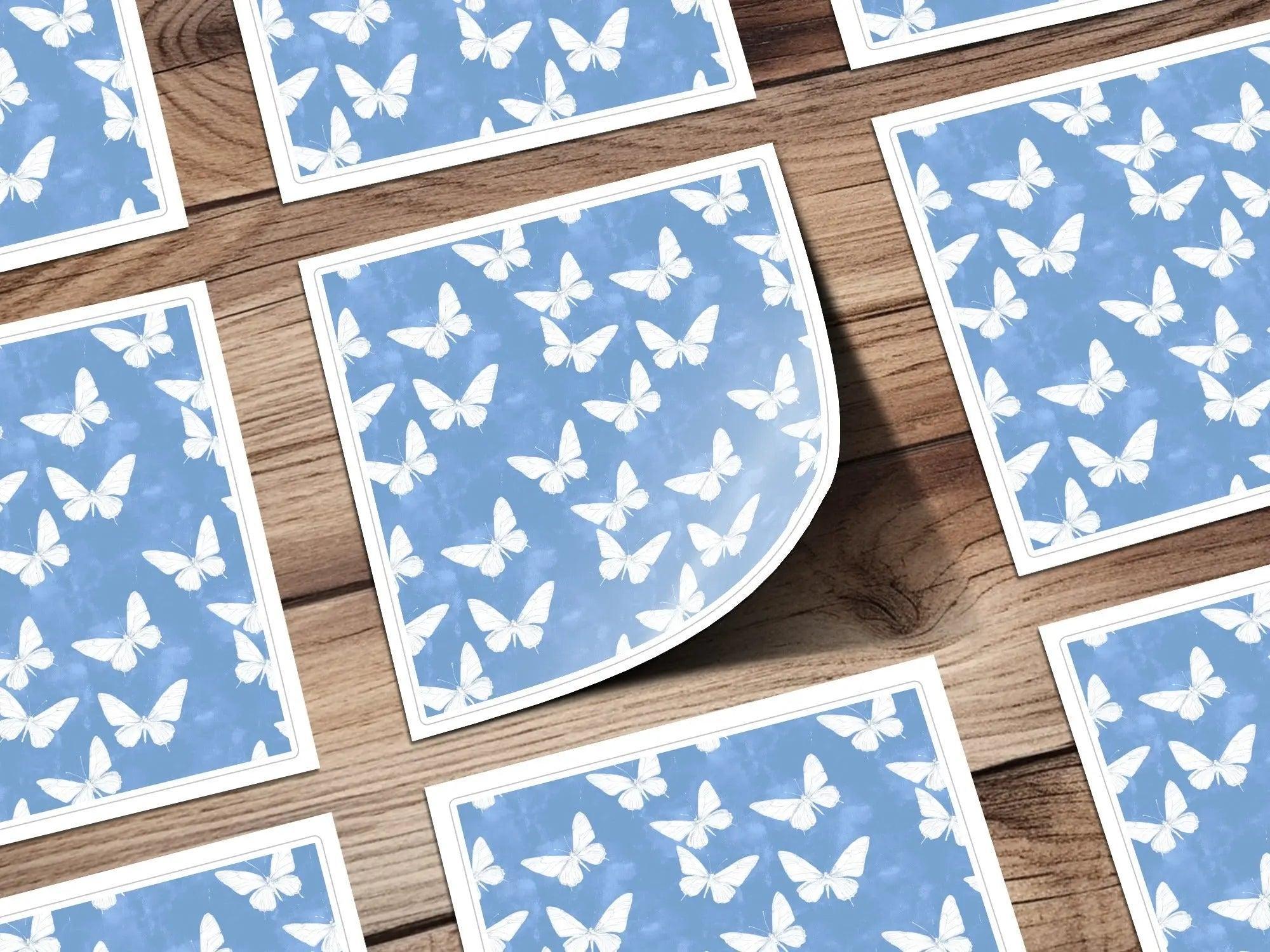 Blue Butterfly Digital Paper, Seamless Butterfly Pattern, Butterfly Background, Commercial Use, Digital Download for Print on Demand - Moore and Mountain