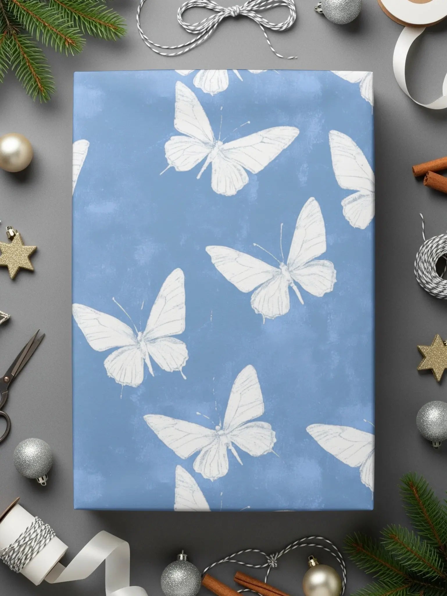 Blue Butterfly Digital Paper, Seamless Butterfly Pattern, Butterfly Background, Commercial Use, Digital Download for Print on Demand - Moore and Mountain