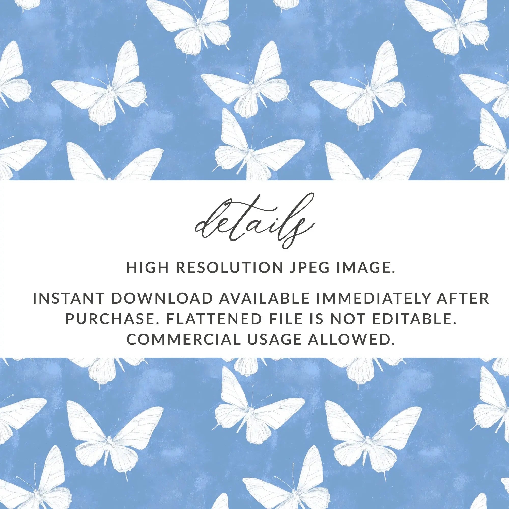 Blue Butterfly Digital Paper, Seamless Butterfly Pattern, Butterfly Background, Commercial Use, Digital Download for Print on Demand - Moore and Mountain