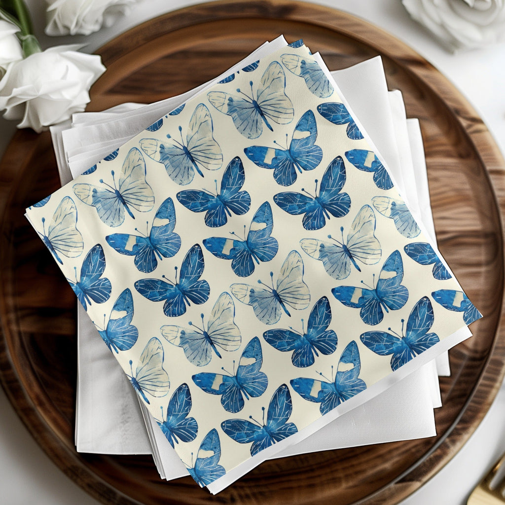 Blue Butterfly Pattern, Digital Paper, Seamless Background, Scrapbook Paper, Watercolor Butterfly Art, Commercial Use - Moore and Mountain