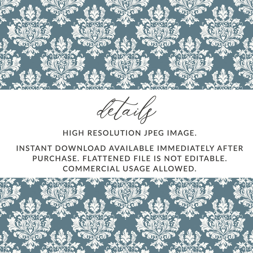 Blue Damask Floral Pattern Texture Background | Digital Design for Crafting & Scrapbooking - Moore and Mountain