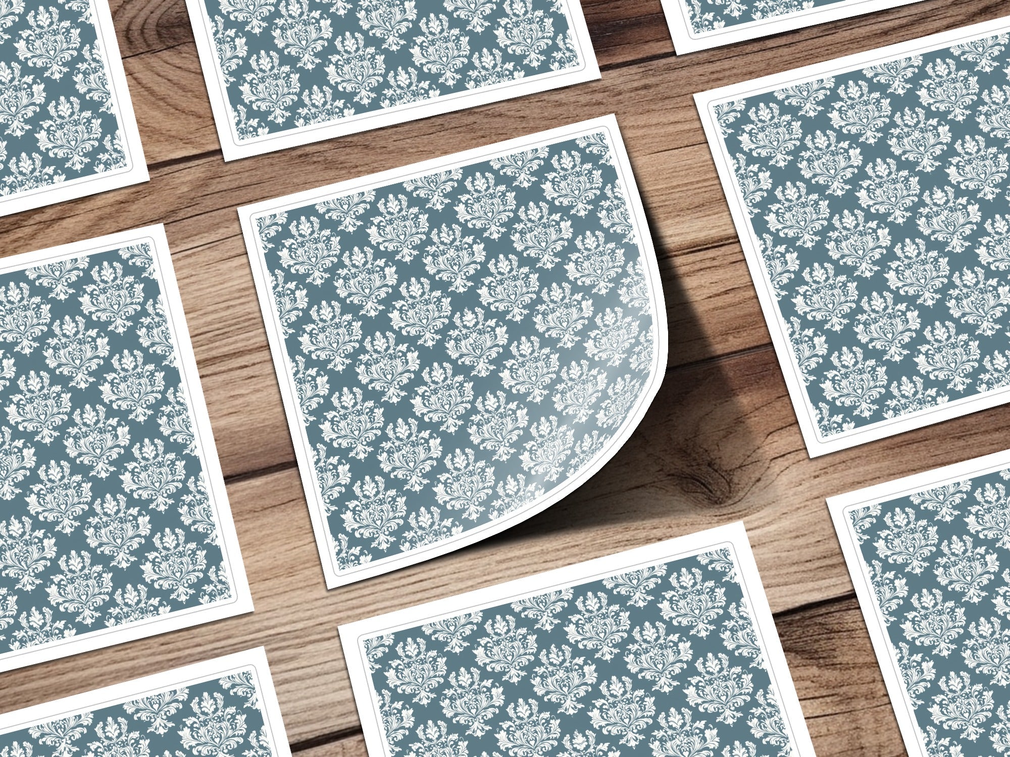 Blue Damask Floral Pattern Texture Background | Digital Design for Crafting & Scrapbooking - Moore and Mountain