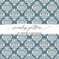Blue Damask Floral Pattern Texture Background | Digital Design for Crafting & Scrapbooking - Moore and Mountain