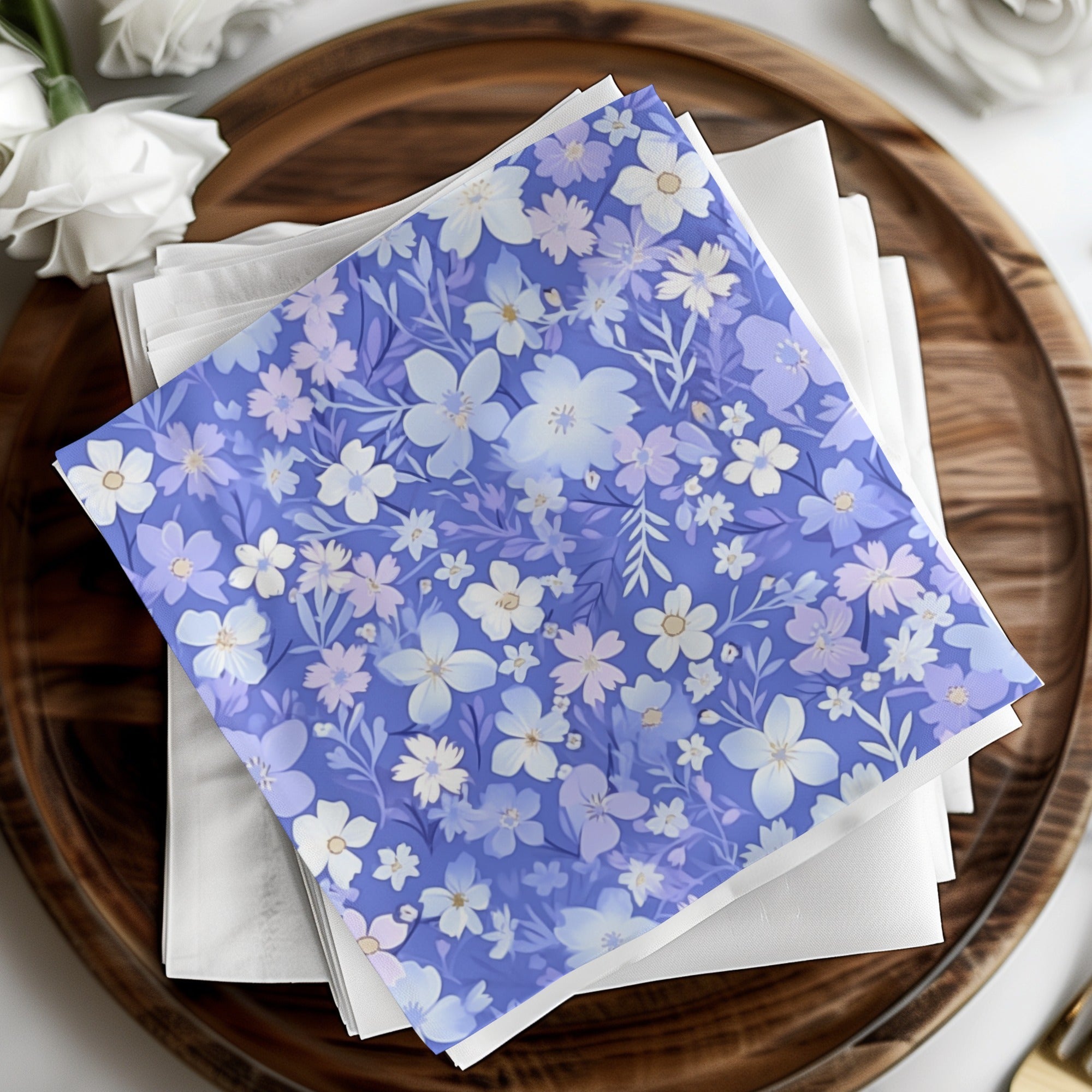 Blue Ditsy Floral Seamless Pattern Background - Moore and Mountain